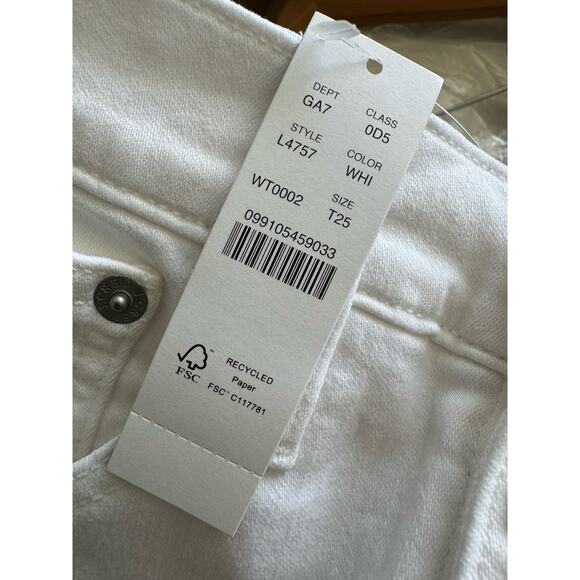 J. Crew 10" Vintage Straight Denim Jeans White Button Fly Women Sz 25 Tall NWT - Picture 7 of 10